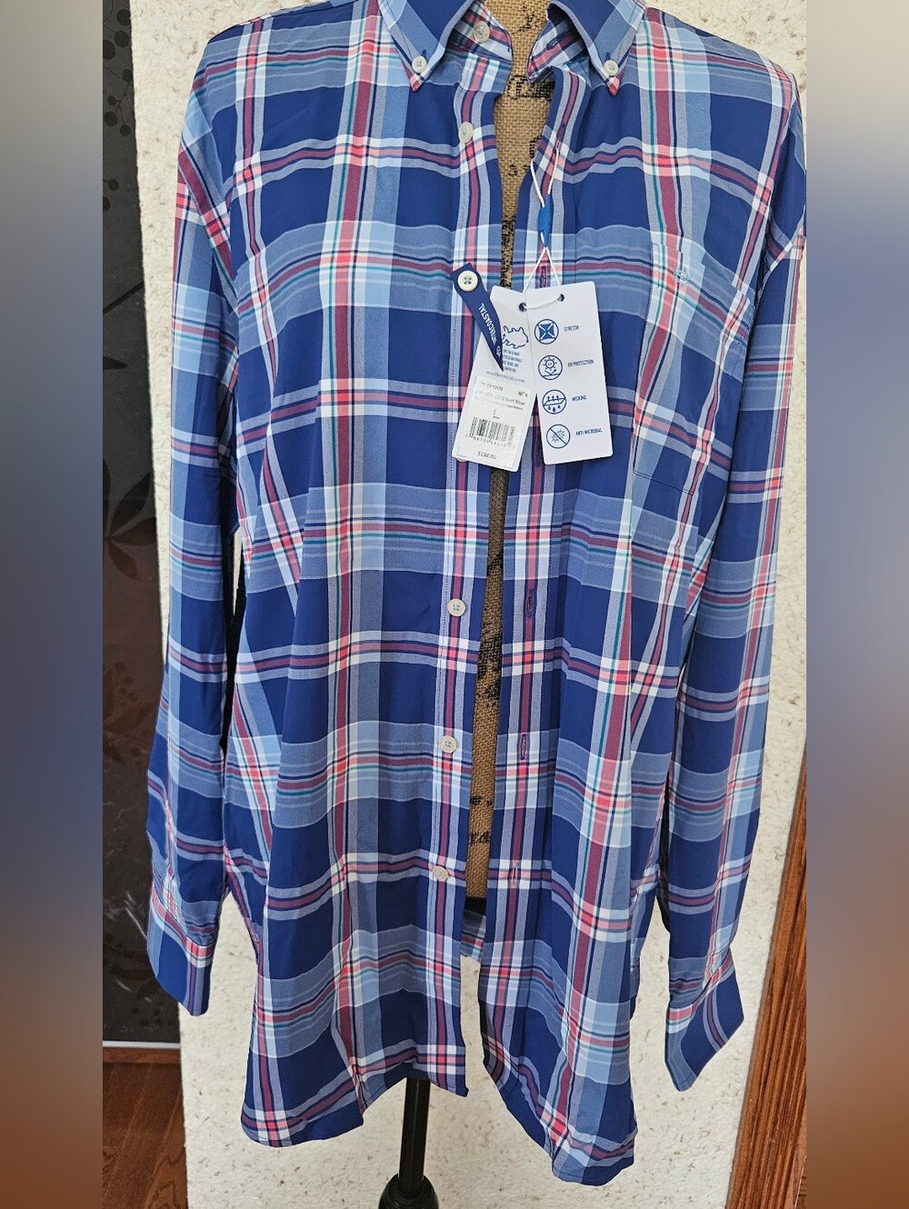 Southern Tide Blue Plaid Button-Down Shirt